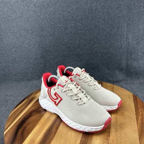 G/FORE GFORE MG4+ Knit Mesh Golf Shoe Sneaker Ladies 6.5 Khaki Tan Red GLF000010 - Picture 2 of 11